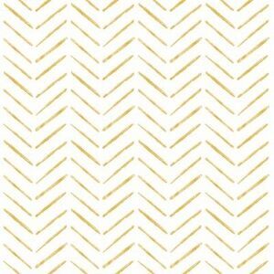 NuWallpaper -  Ochre Holden Chevron 216"x20.5" Peel & Gold